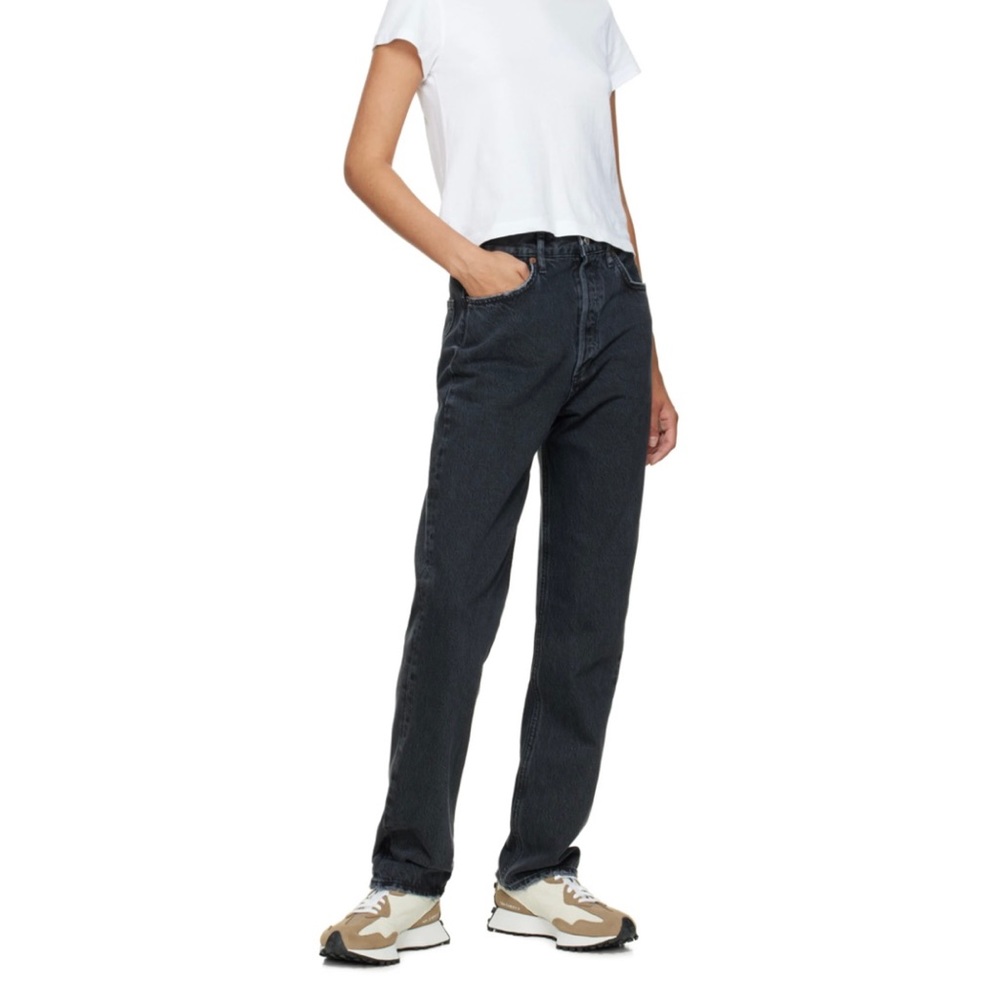 High Rise 90s Pinch Agolde Denim in Black Tea